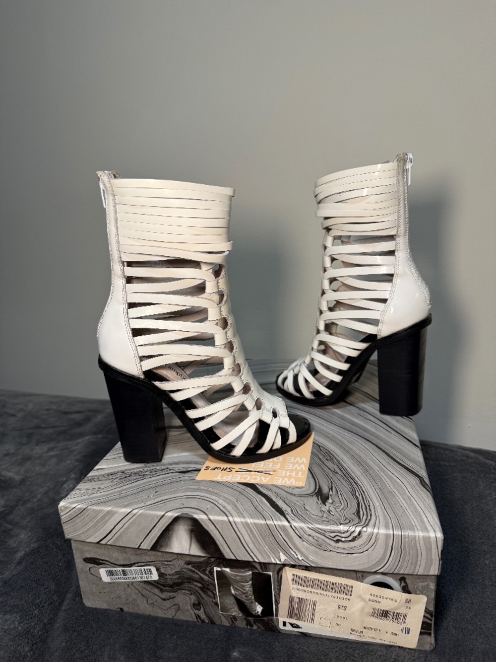 Jeffery Campbell Leather Cut out Chunky Boot Heel